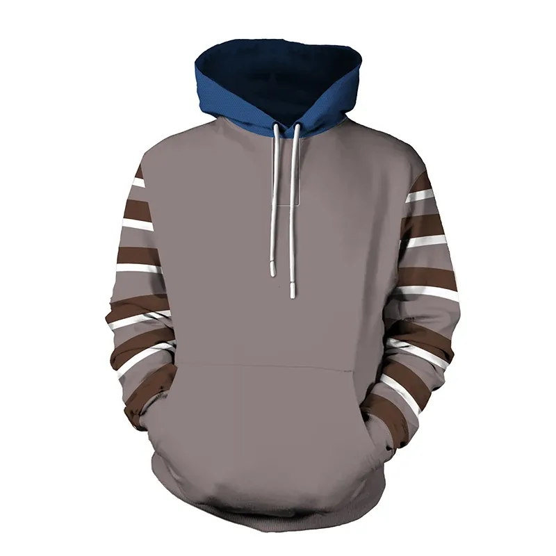 2024 Fashion Printed Striped Pattern men's Pullover Casual Simple Oversized Loose Hoodie Street Design Harajuku men's Sweatshirt