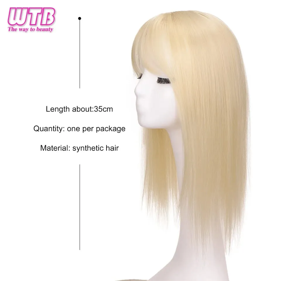 Synthetic Topper Clip In Hair Extensions with Bangs for Women Increase The Amount Of Hair On The Top Of The Head Cover The White