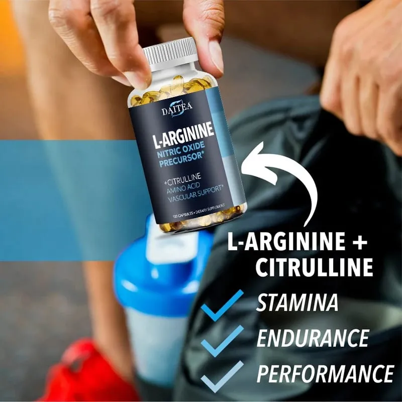 Daitea L-Arginine Supplement - For energy strength and endurance support during exercise | Muscle Mass Non-GMO