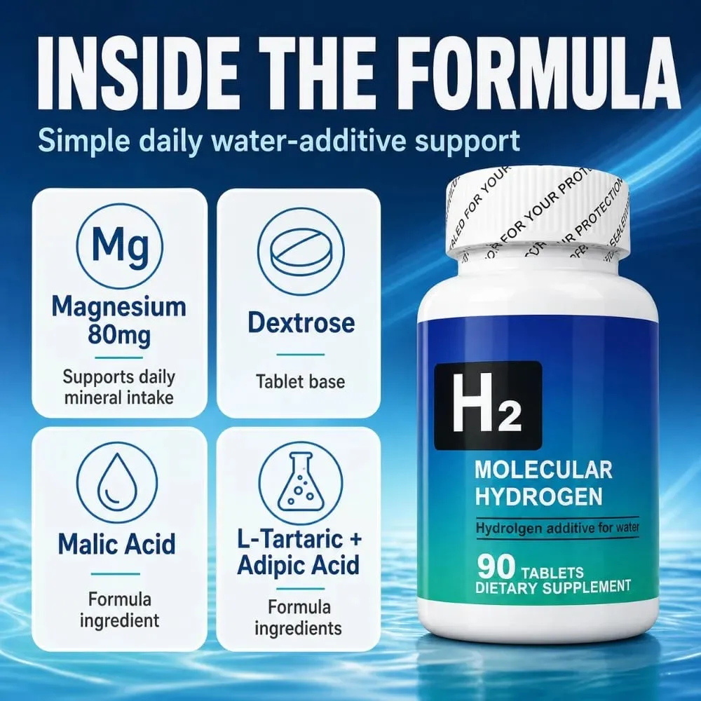 分子氫片 H2 鎂 80 毫克抗氧化能量大腦健康原味非基因改造 90 片膳食補充劑