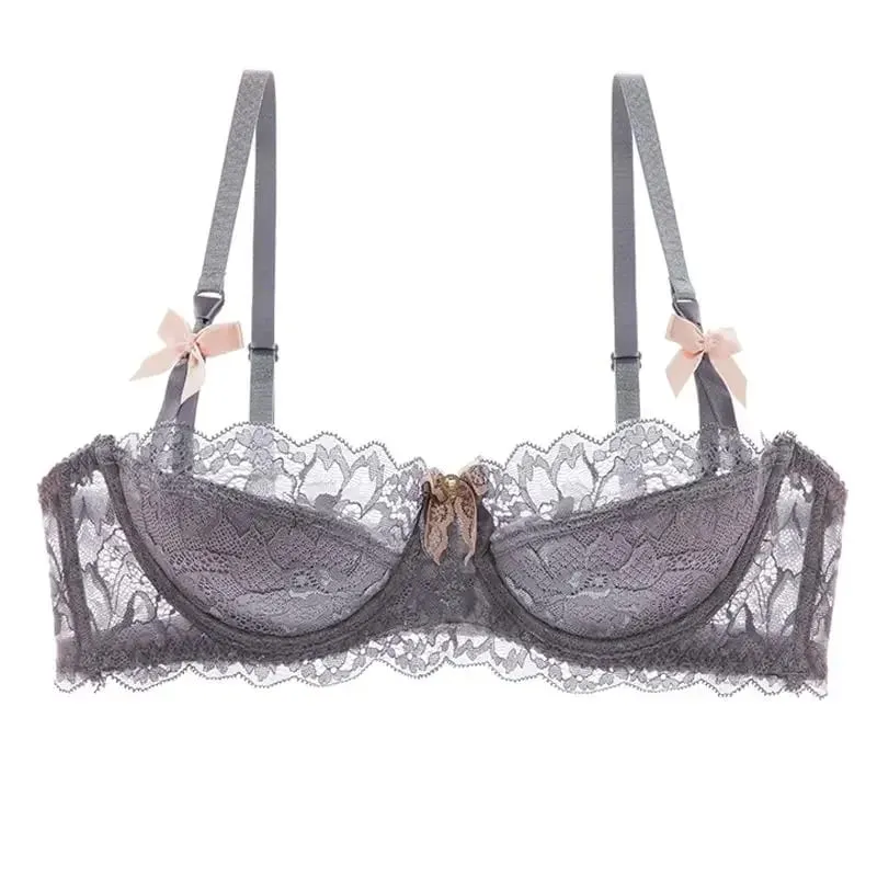Rabbit Ear AB Cup Pure Desire Girl Bra Set | Pull-up Bra with Bow | Breathable French lace Bra | Anti-slip Cup Date Night