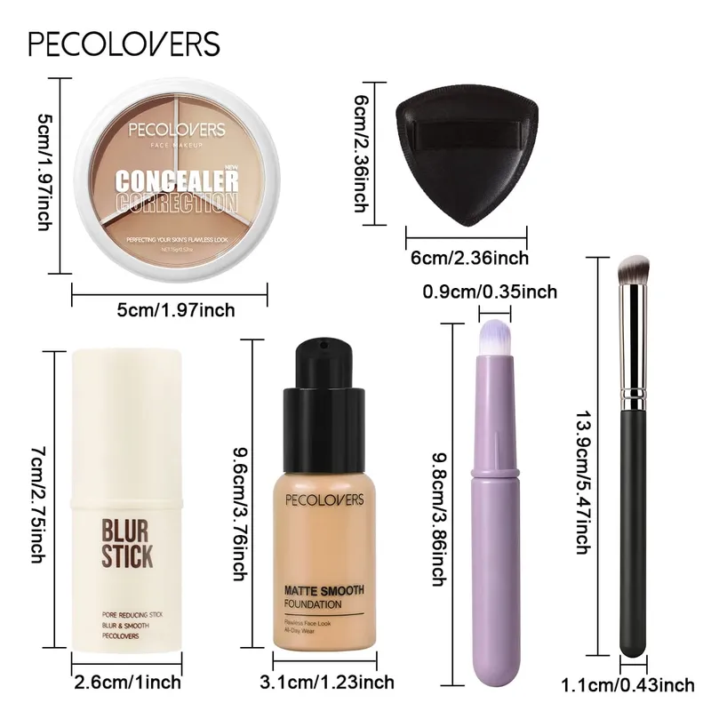 6 pçs/set à prova dwaterproof água cobertura completa corretivo fundação primer vara corretivo paleta puff escova hidratante rosto corretivo — image 4