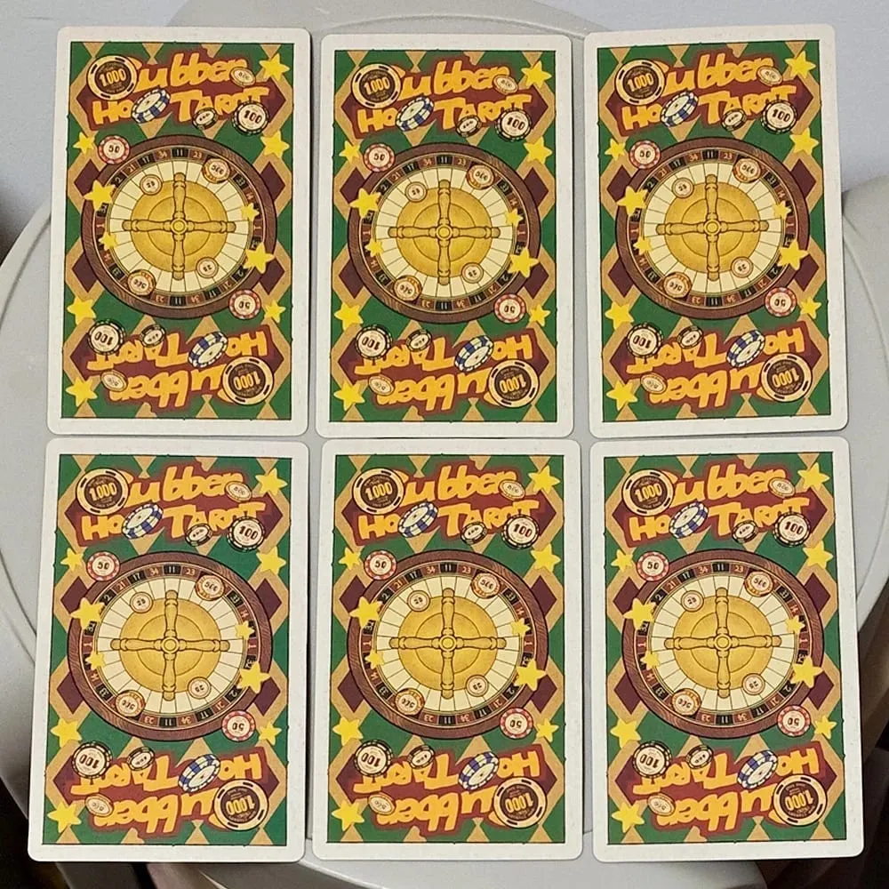 Baralho de tarô com mangueira de borracha vintage, 12*7cm, em relevo duplo, em caixa rígida, 78 cartas de tarô de arte de desenhos animados antigos