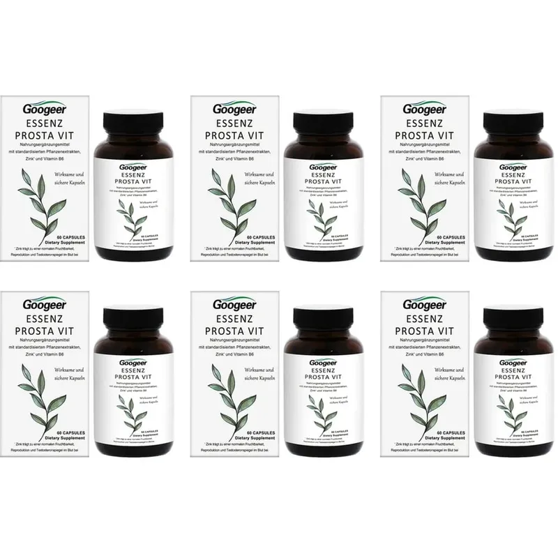 Googeer Prosta Vit Essenz Cápsulas para Homens Suporte à Saúde da Bexiga e do Trato Urinário com Zinco Vitamina B6 Saw Palmetto 60 Contagem