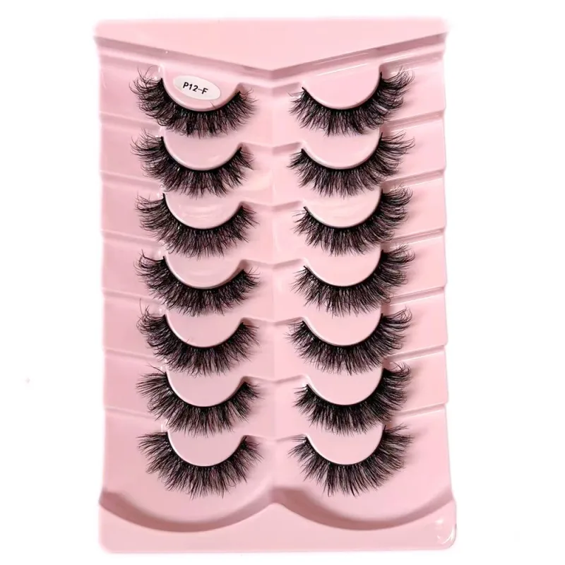 7 Pairs False Eyelashes Wispy Lashes Natural Look Fake Eyelashes Faux Mink Fluffy Strip False Lashes Pack