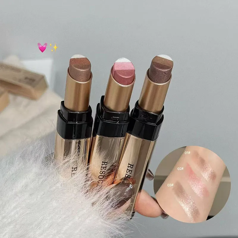 3 cores sombra vara shimmer glitter creme sombra de olho à prova dwaterproof água duradoura alta pigmentado metálico sombra lápis maquiagem