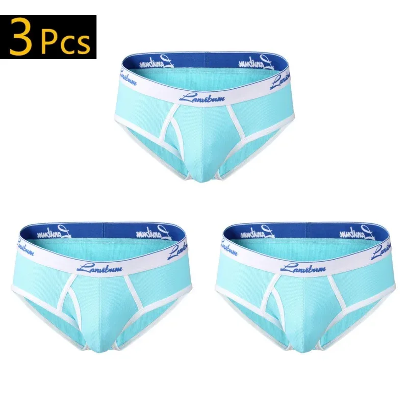 1/3 PCS Nova Roupa Interior Masculina Meados de Cintura Fio de Algodão Respirável Cor Sólida Roupa Interior Juvenil Calças Triângulo Masculinas