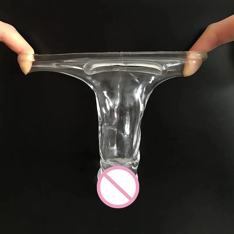 Preservativo de cristal altamente elástico, reutilizável, extensor de pênis, atraso na ejaculação, ampliação do pênis, produtos íntimos, brinquedos sexuais para homens