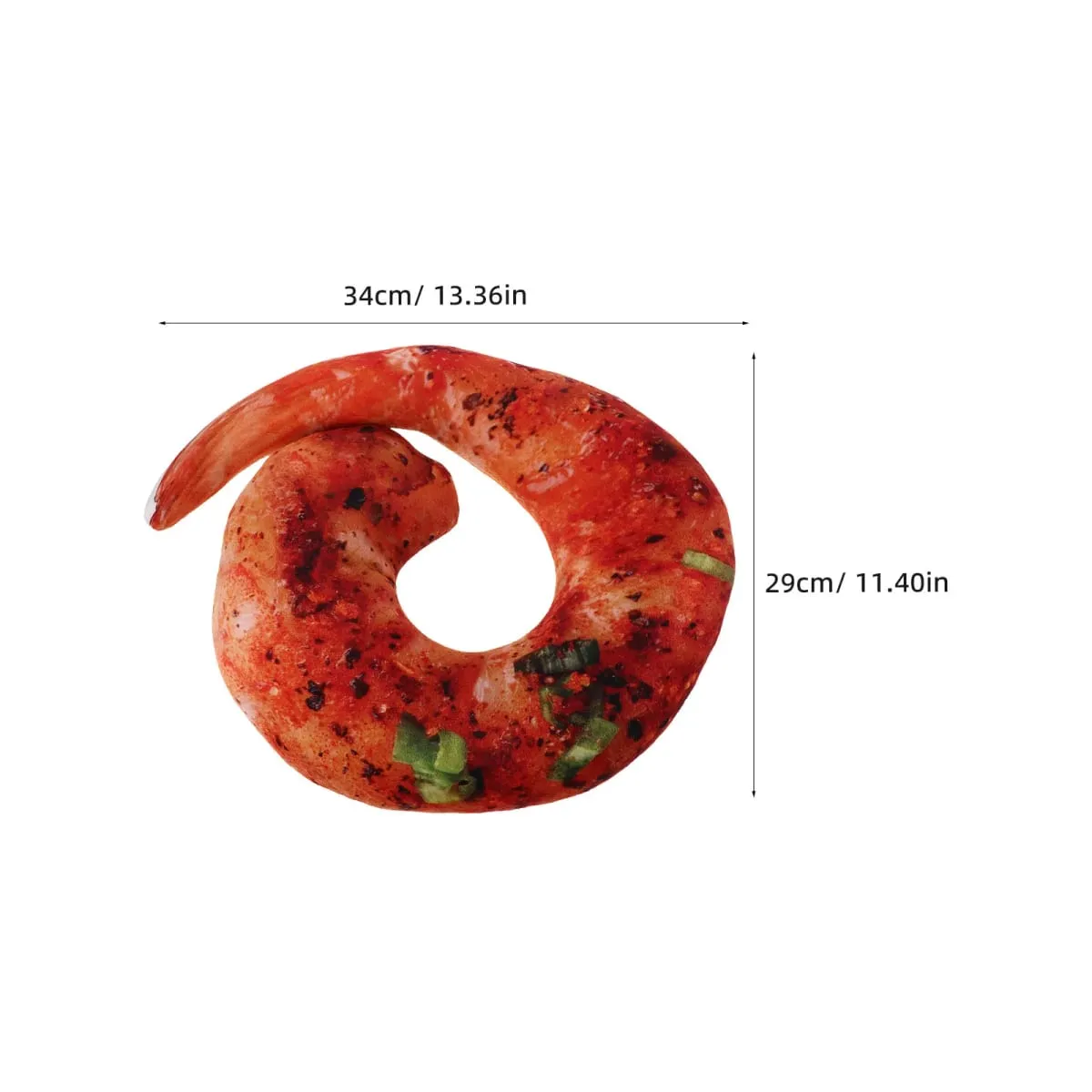 Travesseiro de pescoço de camarão grelhado, design realista de camarão cozido, almofada macia para viagens, decoração de casa, comida, quarto temático, novidade