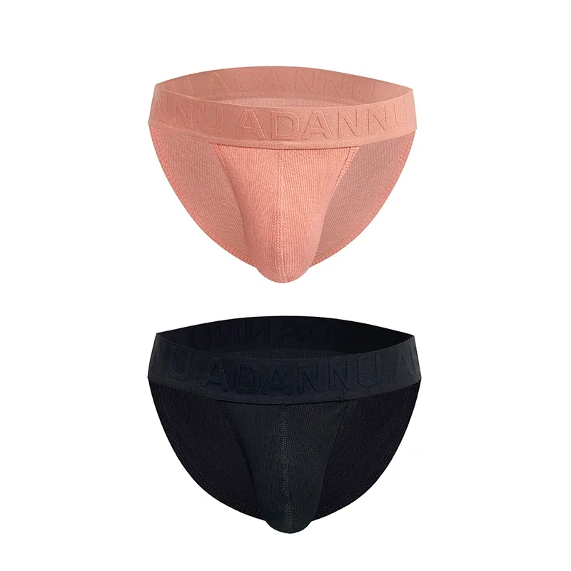 Cueca convexa de algodão com nervuras, confortável para a pele, sensação nua, letra em relevo, cintura larga, roupa íntima de ajuste fino