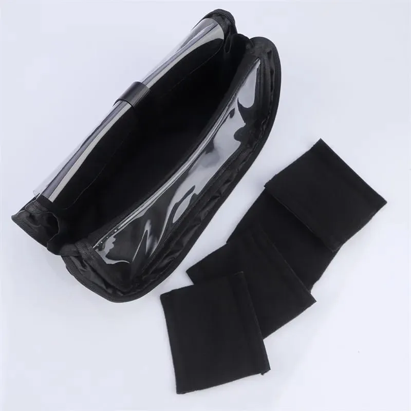 Bolsa de armazenamento para pincéis de maquiagem, com divisórias ajustáveis, dobrável, para armazenamento de pincéis de maquiagem, grande capacidade