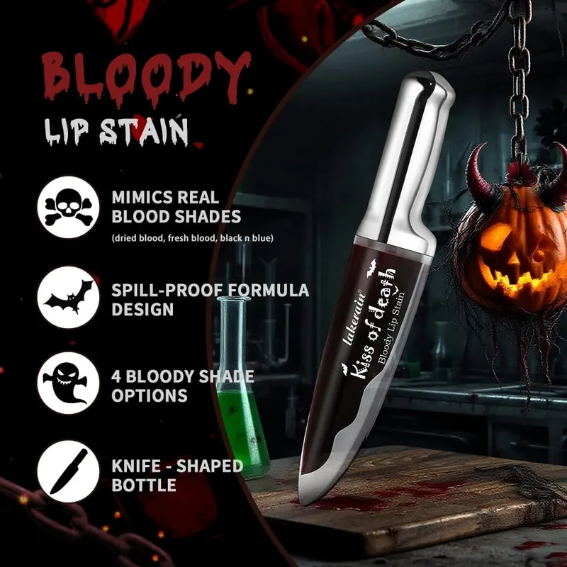 5 pçs goth halloween conjunto de maquiagem fundação vara vermelho temporário cor do cabelo spray lábio mancha sombra vara cosplay festa maquiagem