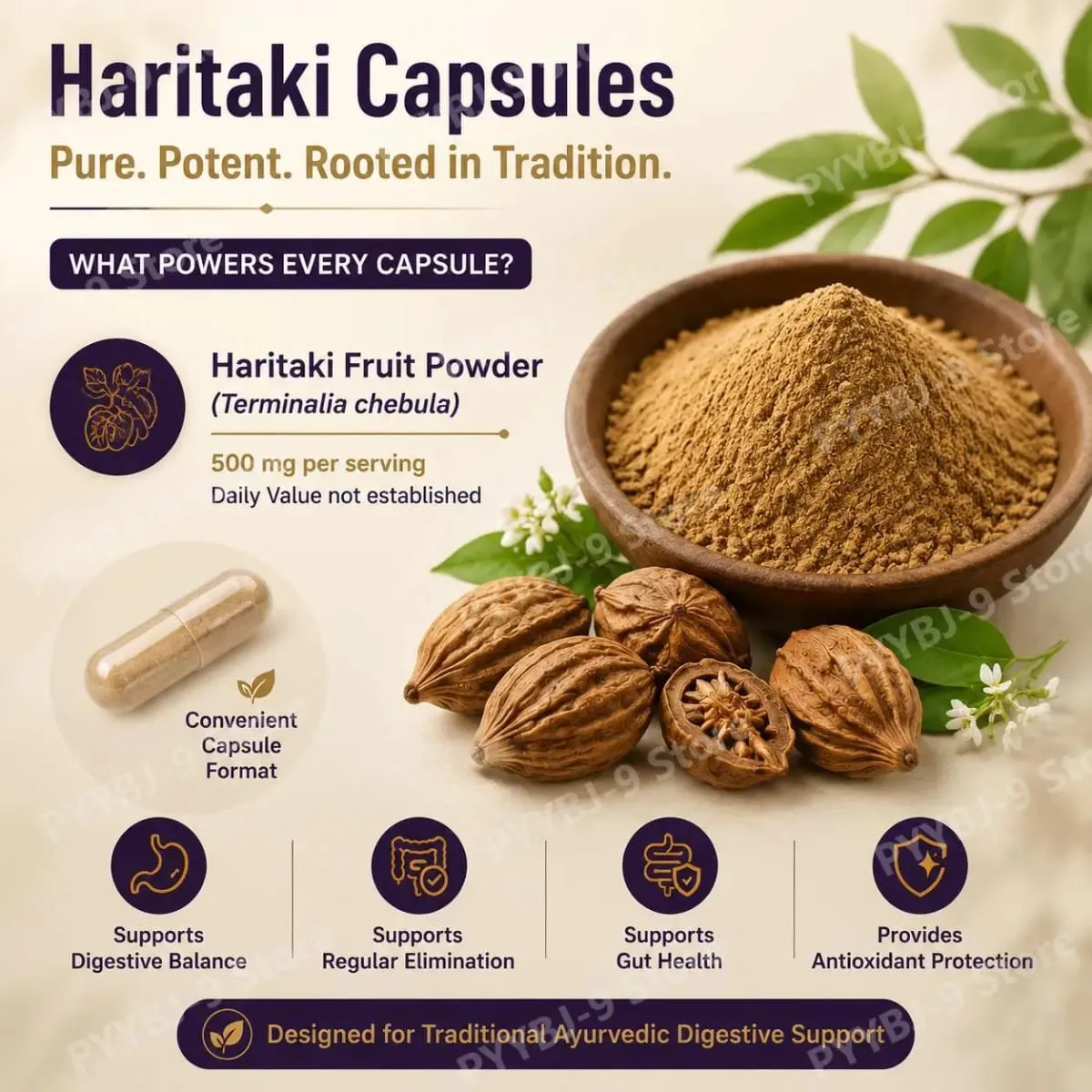 Cápsulas do terceiro olho Haritaki para equilíbrio digestivo e suporte regular do intestino com proteção antioxidante 60 cápsulas vegetais orgânicas — image 5