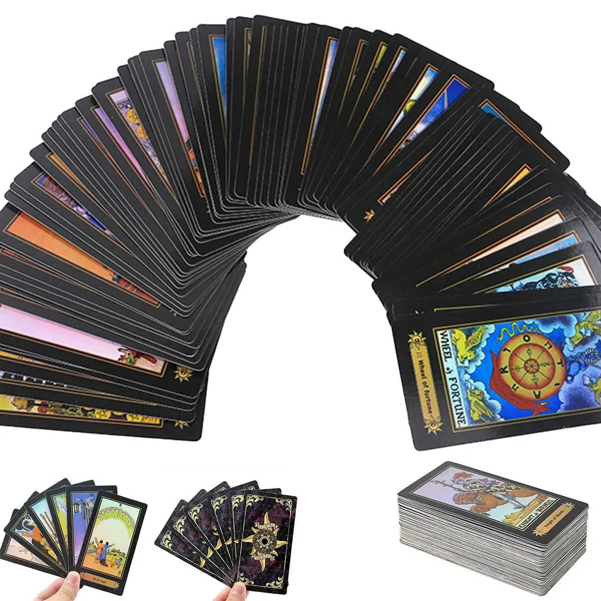 78 Holographic Tarot Cards with Guide Book Waterproof Future Telling Game for Beginners Edition Magician Tarot Deck Board Game