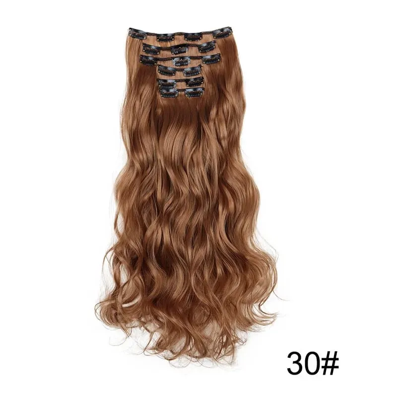 22 Polegada sintético 6 pçs/set longo encaracolado extensão do cabelo grosso macio peruca para cobertura de linha fina curta para uso diário feminino