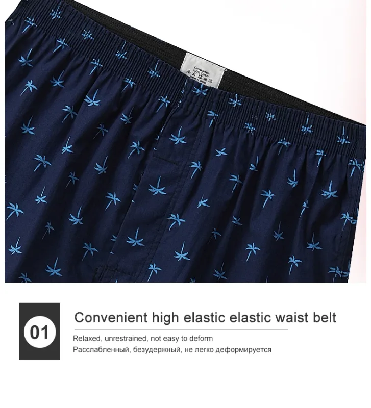 Men's Cotton Boxer Shorts, Printed Pattern Men's Underwear, College Style Shorts, Summer Breathable And Comfortable Loungewear