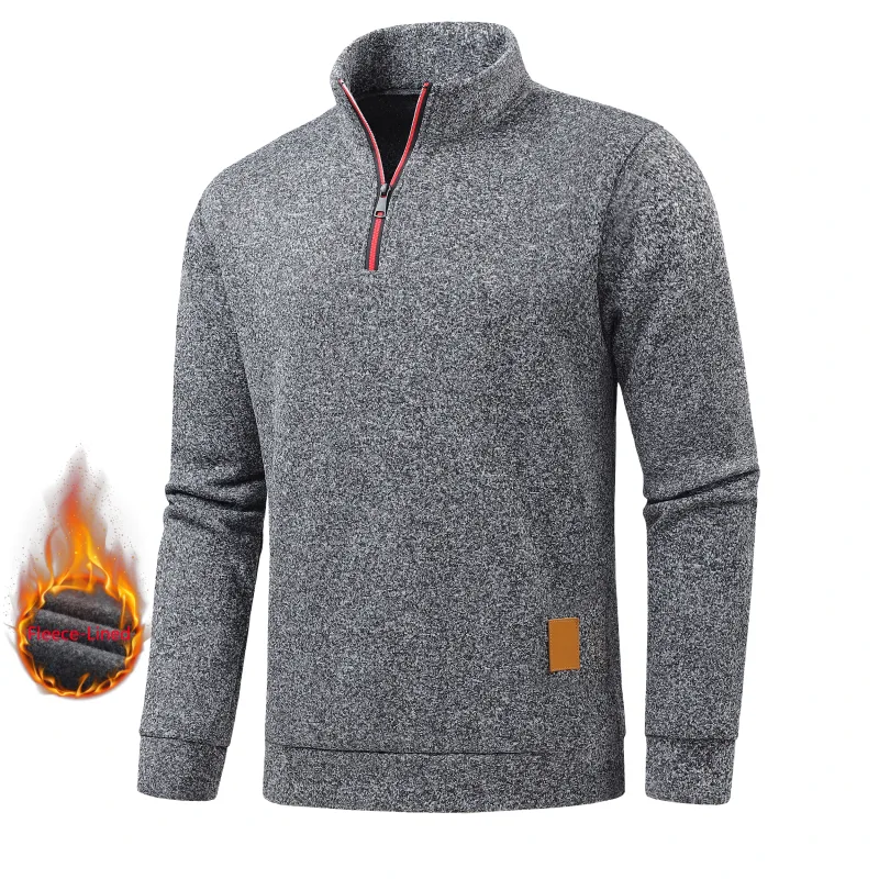 Autumn Men's Half-Zip Sweatshirts Long-Sleeved Solid Color Pullovers Turtlenecks Streetwear Winter Warm Jackets Sports Coat — image 2
