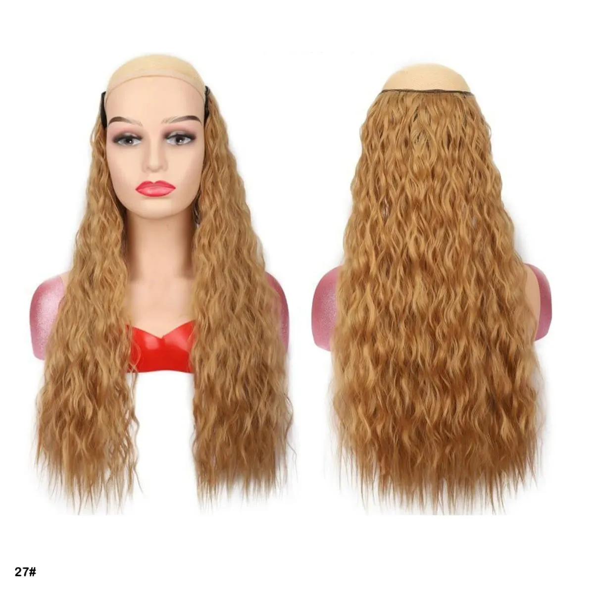 Synthetic Curly Hair Extensions Clip in One Piece 4Clips Deep Wave Long Hairpieces for Women Daily Use Party Hair Accessory