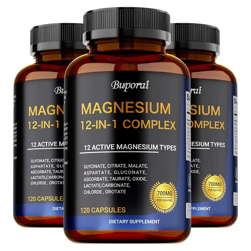 Magnesium Complex Capsules - Bone Muscle & Heart Health Supplement Sleep Support Muscle Relaxation Stress & Anxiety Relief