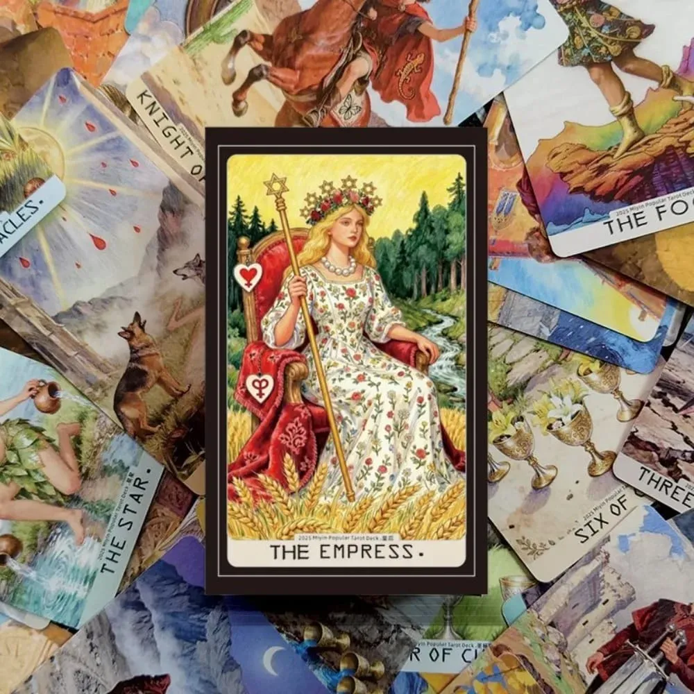 Tarô: Baralho de ilustração pictórica requintada - 78 peças de cartas de adivinhação de arte - Conjunto de presente de tarô para bruxas 10,3 * 6 cm