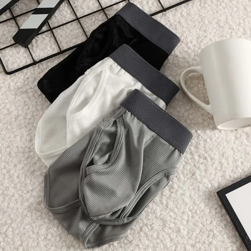 Cuecas finas de verão cuecas finas homens abertura lateral respirável calcinha de seda gelo emenda lingerie sem costura roupa interior masculina