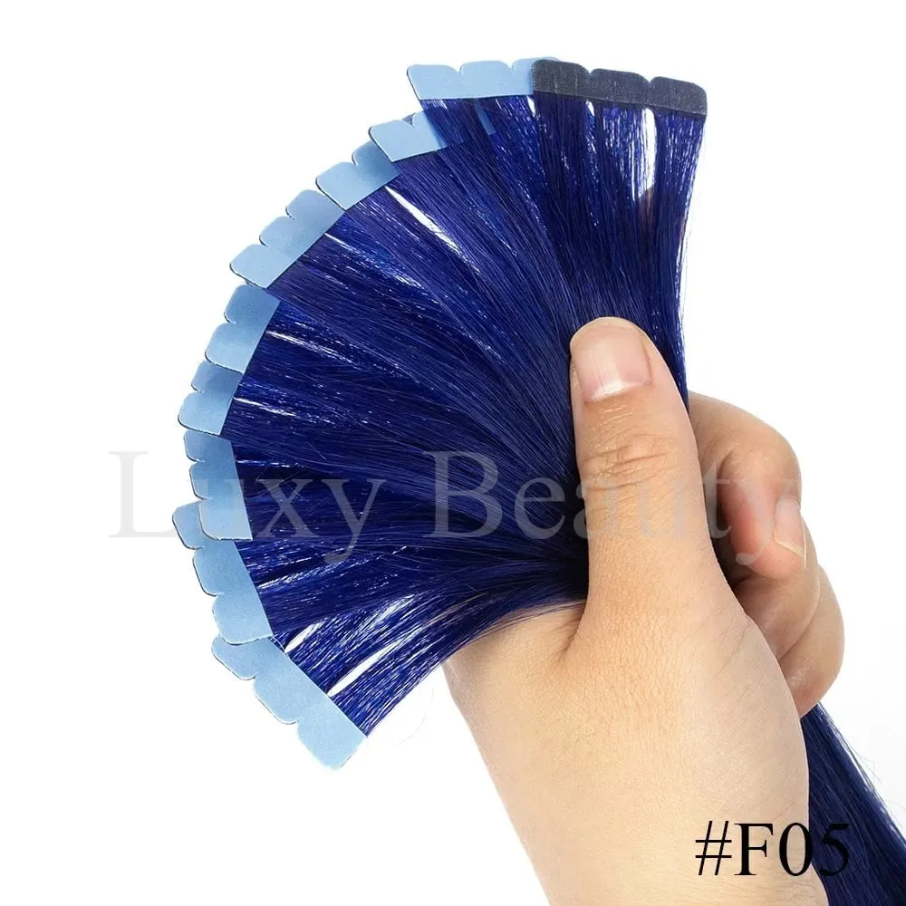 Mini fita colorida em extensões de cabelo, fita invisível sem costura em cabelo humano 10 tamanhos rosa vermelho verde roxo azul mini fita de cabelo