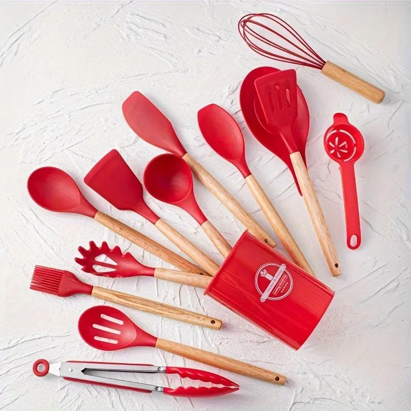 Conjunto de utensílios de silicone 14 unidades com suporte de plástico — image 11