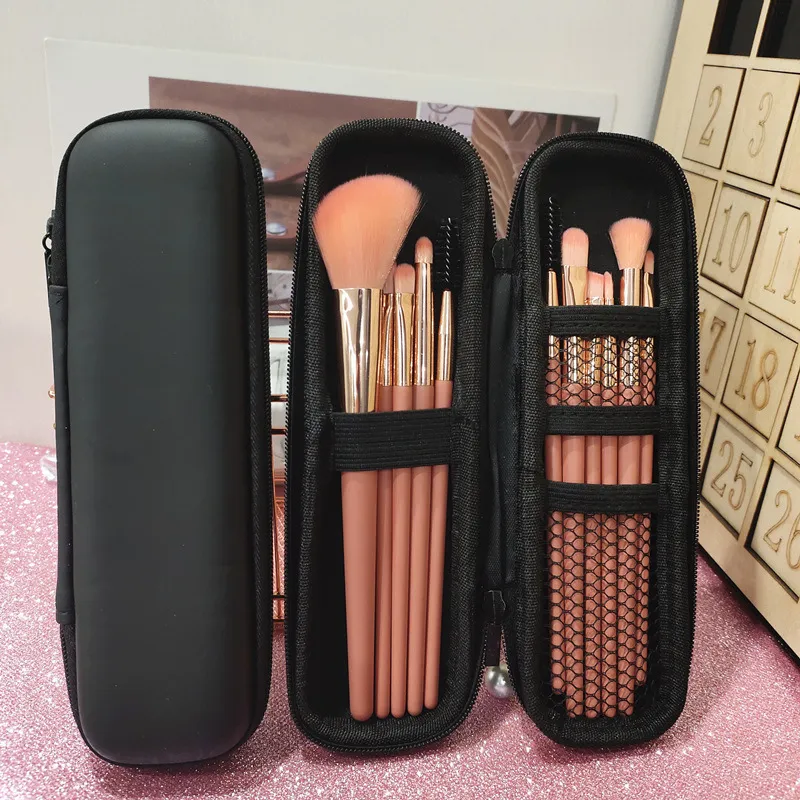1pc preto saco de cosméticos à prova dwaterproof água duplo zíper pincéis de maquiagem caso sacos de armazenamento feminino portátil titular escova de viagem caso de maquiagem