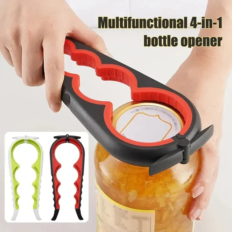 Abridor de latas multifuncional, quatro em um, abridor de garrafas de bebidas, twister, quatro posições, abridor de latas, tampa antiderrapante, twister — image 1