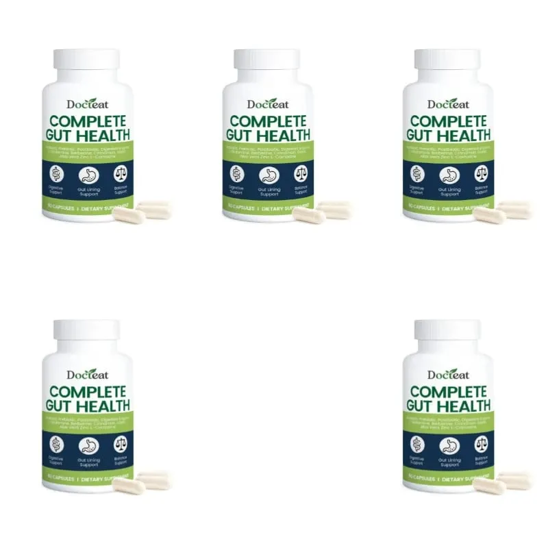 Cápsulas completas para saúde intestinal Docteat com enzimas digestivas probióticas prebióticas pós-bióticas para equilíbrio intestinal e digestão 60 contagens
