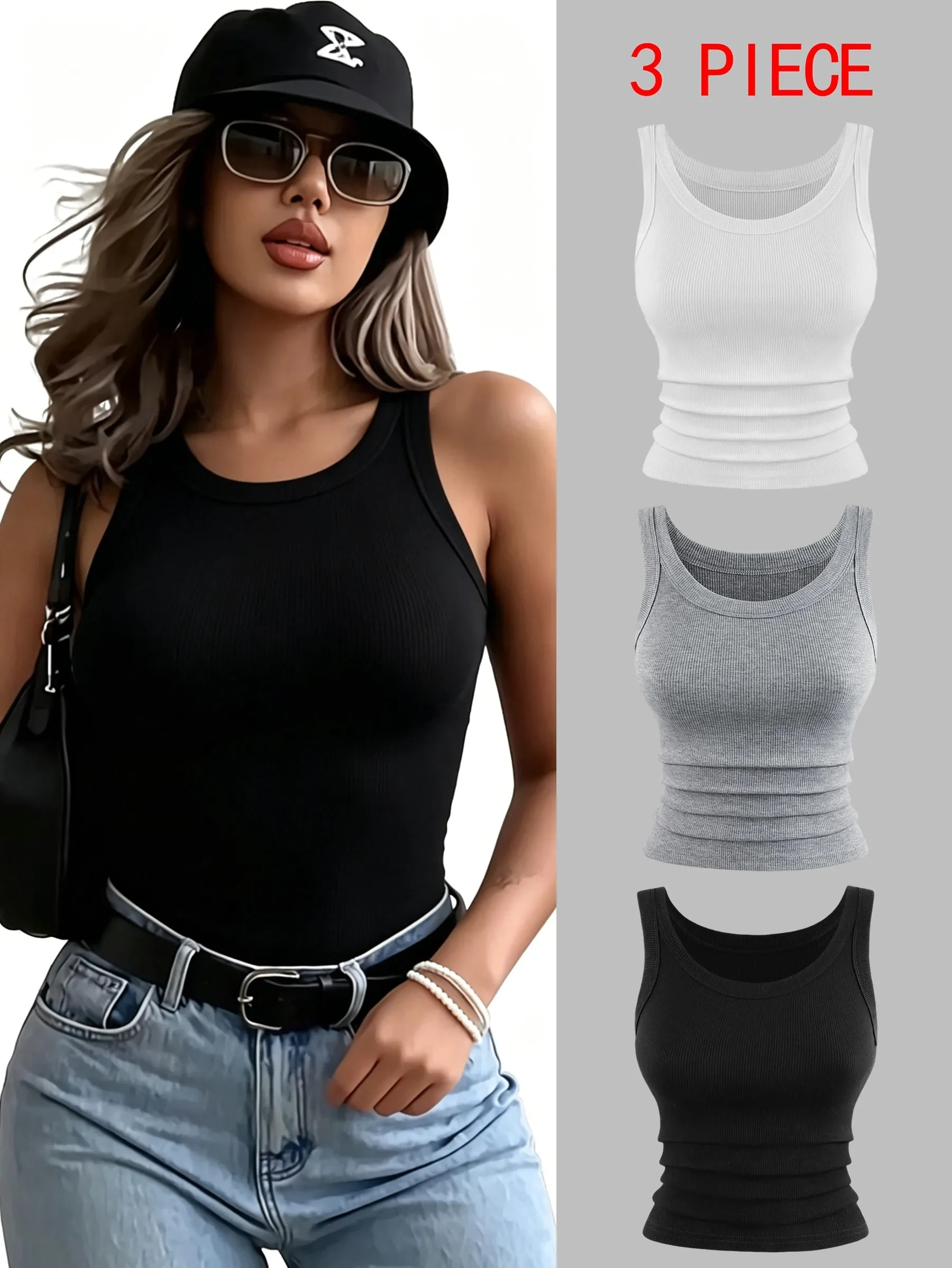 Y2k regata de algodão com nervuras, feminina, verão, slim, gola redonda, sem mangas, básica, macia, respirável, esportiva, corrida, roupa íntima diária