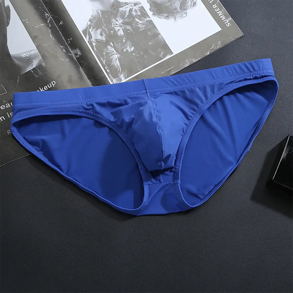 Men's Ice Silk Underwear Briefs Breathable Low-Waist U-Convex Undershorts Shorts Solid Color Briefs Men Underpants