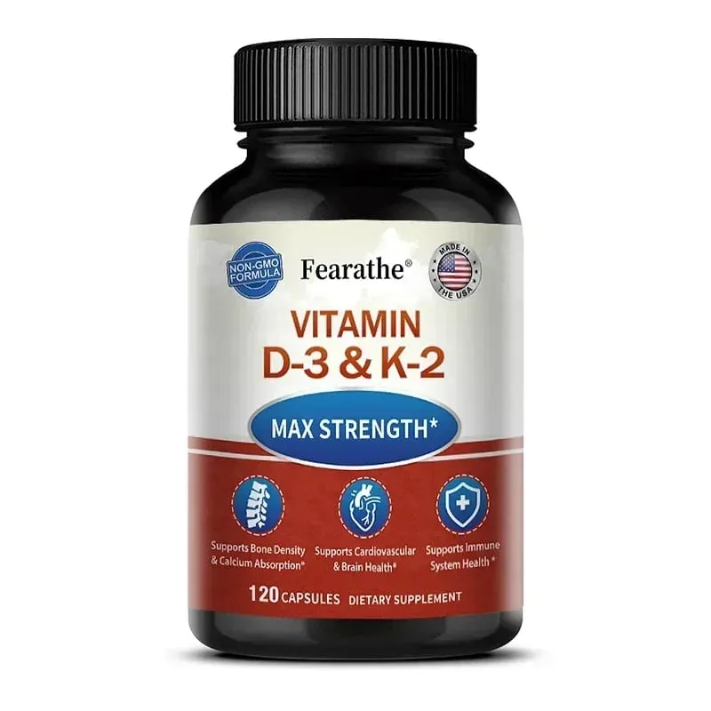 Vitamin D3 & K2 MK-7 Capsules Support Bone Teeth Joint Cardiovascular & Immune System Health Boost Calcium Absorption