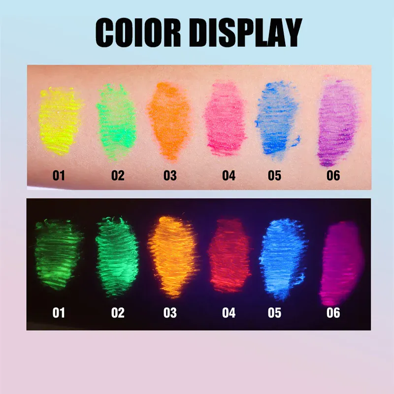 Rímel fluorescente à prova d'água, sem florescimento, secagem rápida, colorido, neon, curvador, amarelo, azul, alonga os cílios, cosméticos — image 6