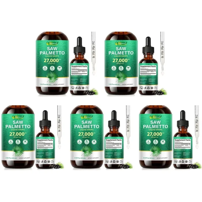 Itawel Saw Palmetto Gotas Líquidas Suporte à Saúde da Próstata Função Urinária Suporte OGM Livre de Parabenos Livre de Açúcar Vegan 60 ML