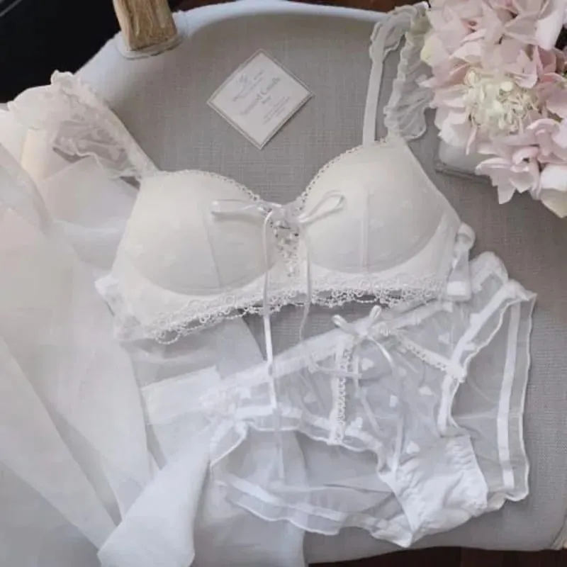 Bonito estilo alemão conjunto bralette sem fio rendas sutiã de treinamento para adolescentes doce primeiro sutiã para peito pequeno confortável meninas lingerie