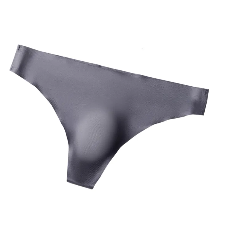 Men Seamless Ice Silk G-String Underwear 3D Bulge Pouch Low-rise T-Back Thongs Low Rise Men Bikini Briefs U Pouch Lingerie