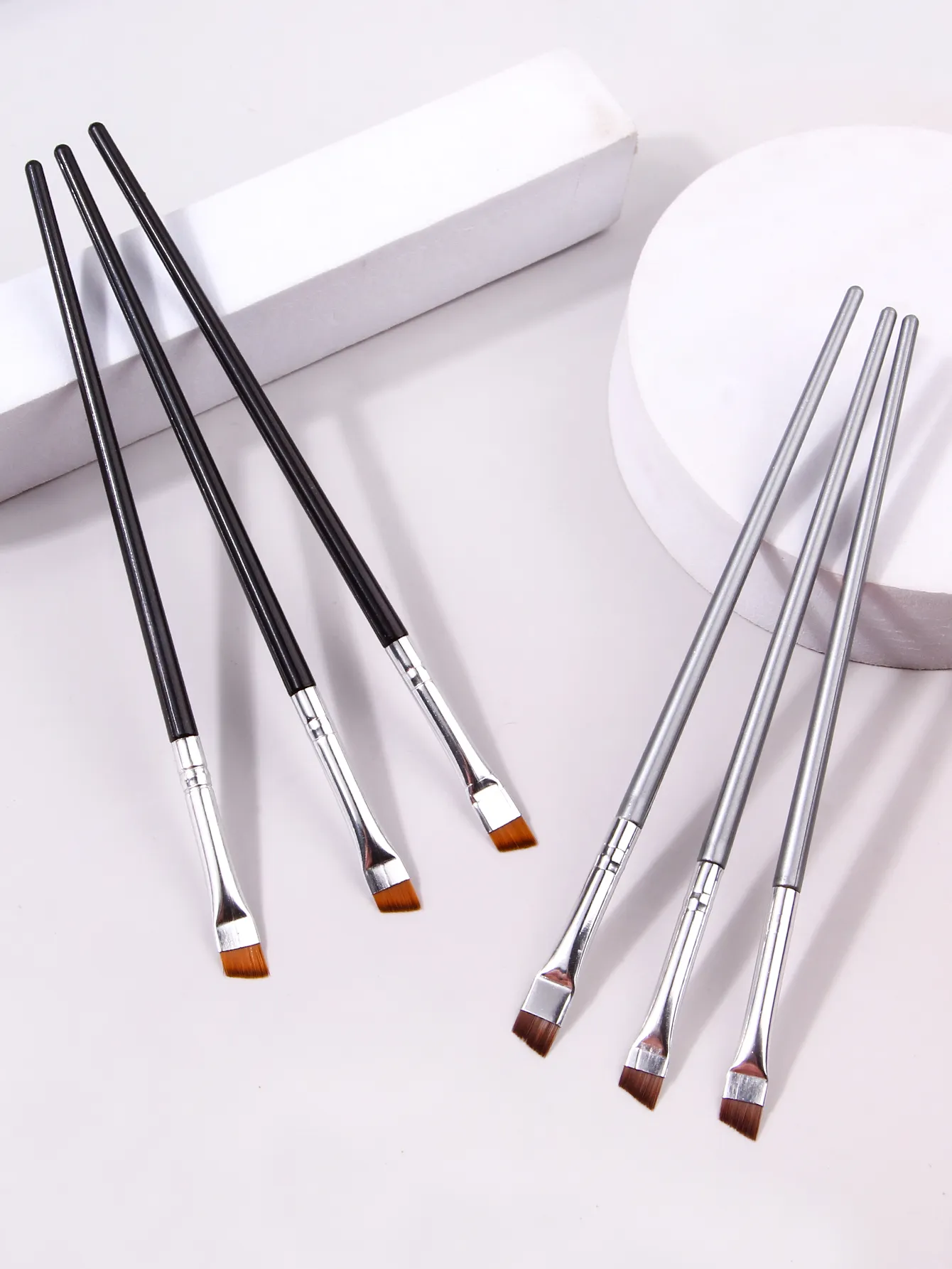 6 pçs conjunto de pincéis de maquiagem delineador fino pincéis de forro fino profissional escova de sobrancelha angular alta qualidade ferramenta de maquiagem de contorno de sobrancelha — image 4