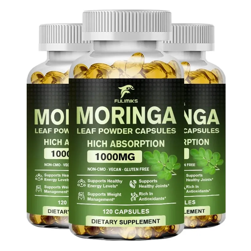 Cápsulas de 1000mg de Moringa Oleifera de alta absorção apoiam o metabolismo imunológico, cuidados com a pele e controle de peso saudável