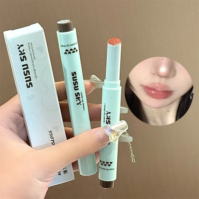 果凍固體唇彩鏡面橘紅色保濕水潤彩色潤唇膏不沾杯持久豐盈唇膏彩妝