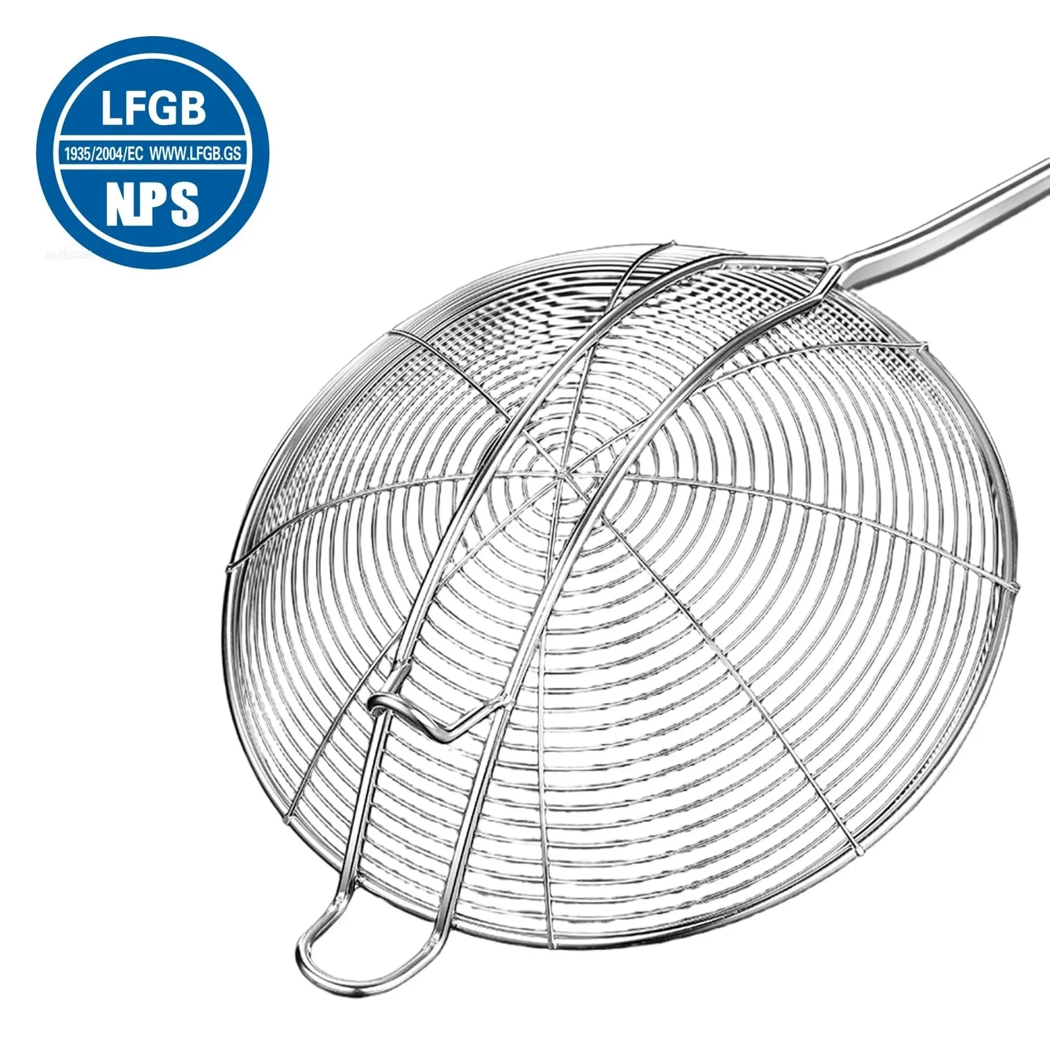 Certificação LFGB 304 Coador de Cozinha em Aço Inoxidável Ultra Durável Peneira de Fio 14 ~ 18cm de Diâmetro Fritura Scooping Tool