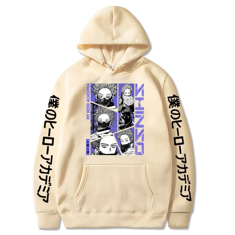 Anime My Hero Academia Hoodies Shinso Hitoshi Print Pullover Sweatshirts Harajuku Cartoon Style Crewneck Women Men Street Hoody