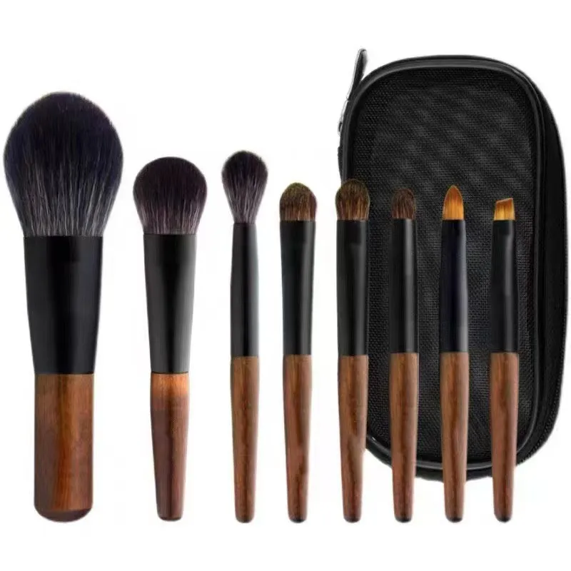 12Pcs Professional Makeup Brushes Set Portable Wooden Handle Soft Bristles with Case Foundation Powder Blush Eyeshadow Brush