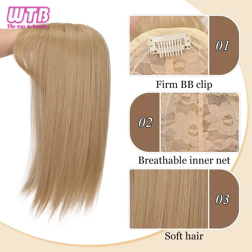Synthetic Topper Clip In Hair Extensions with Bangs for Women Increase The Amount Of Hair On The Top Of The Head Cover The White