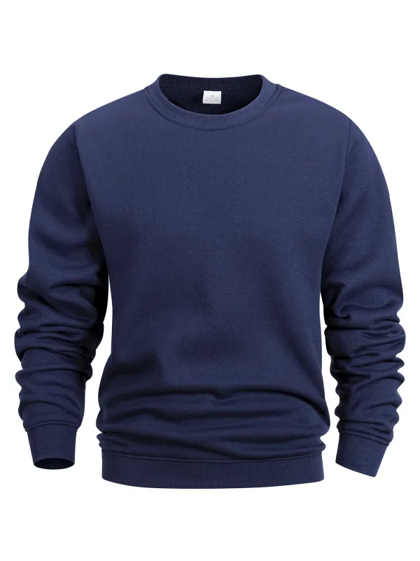 Moletom masculino com gola redonda, moletom de cor sólida, primavera ao ar livre, casual, diário, manga comprida, pulôver com capuz, roupa esportiva masculina