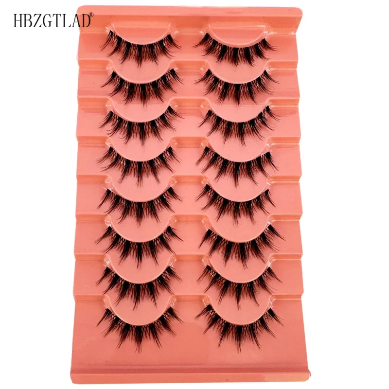 7/8PairsCat Eye Eyelashes manga Lashes 3D Clear Band Lashes naturalHalf Lashes End Eye Elongated Mink Eyelashes Fluffy Eyelashes