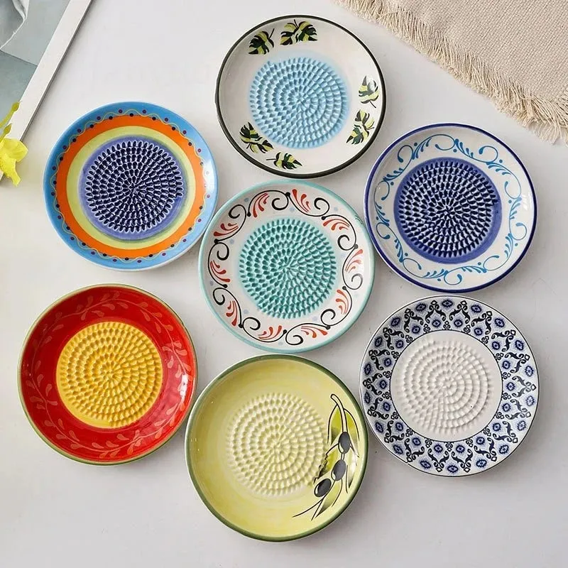 Colorido simples cerâmica ralador de gengibre ferramenta moedor mão alho masher portátil porcelana cenoura gengibre moagem ferramentas cozinha