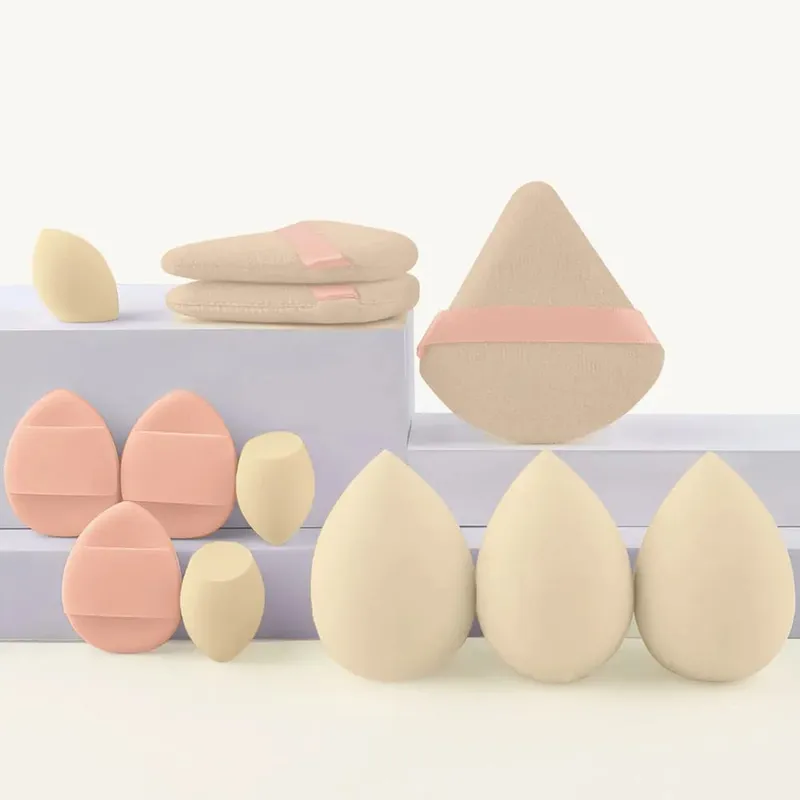 Conjunto de esponja de maquiagem portátil, 12 peças, base portátil, sopro cosmético para corretivo facial, mistura de beleza, creme líquido, potência