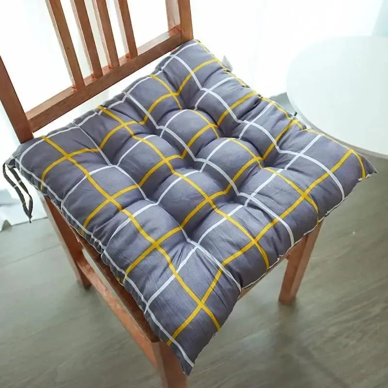 Soft Thick Padded Square Seat Cushion With Cute Cartoon Prints Fixed Ties For Home Office Indoor Outdoor Use Polyester Resilient