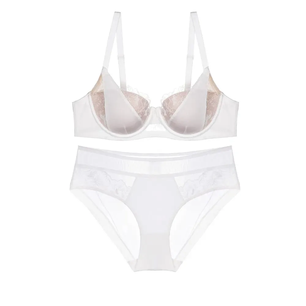 Conjunto de sutiã de renda plus size, busto grande, copo d, copo fino, cobertura completa, conjunto de lingerie curvilínea, roupa íntima feminina